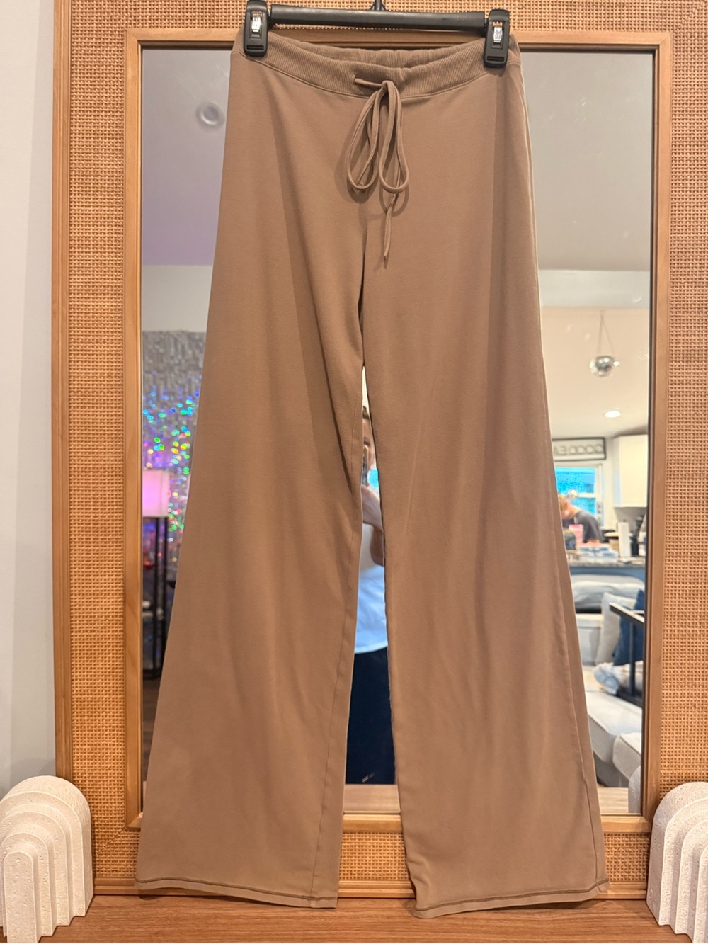 Skims Cotton Jersey Straight Leg Pants in Umber